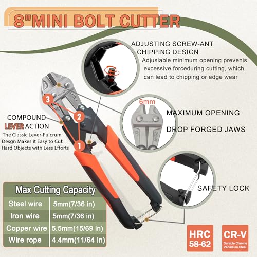 bolt cutters,4 pieces heavy duty bolt cutters pliers set, 14" & 8" Bolt Cutter, 8" Wire Cable Cutter, 8" Wire Rope Cutter, Cr-V Blade for Cutting Locks, Steel Wire, Chains, with golves