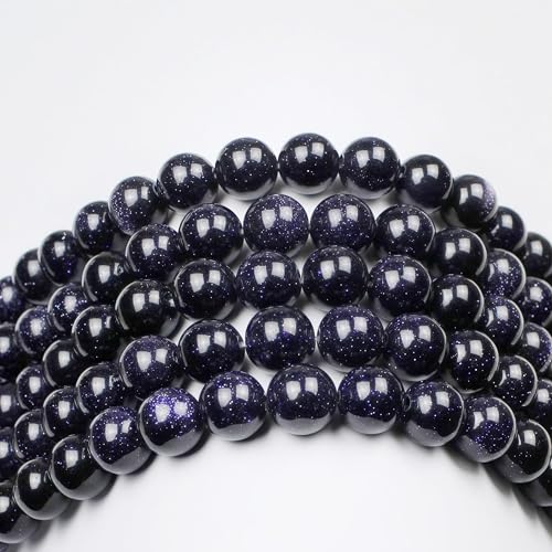 MJDCB Natural Stone Beads Blue Sand Stone Round Loose Beads for Jewelry Making DIY Bracelet Necklace (4mm) - color: Blue Sand Stone, size: 4mm