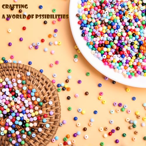 BONNY BOXX 2000PCs 4MM Smooth Light Pink Acrylic Round Beads, Plastic Resin Bubblegum Balls Chunky Gumball Beads for Necklace and Bracelet Making, Crafting Supplies - color: Smooth Light Pink, size: 4MM