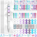 Colarr 24 Sets Plastic Beadable Pens DIY Pens Making Kit Assorted Wood Beads Crystal Spacer Black Ink Ballpoint for Women Crafts Office Family Gifts(Mermaid) - style: Mermaid