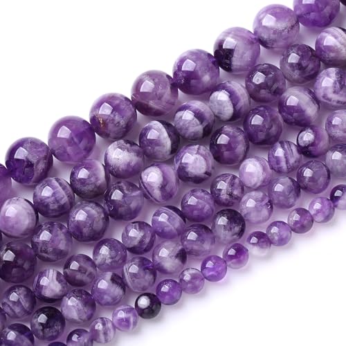 120PCS 6mm Natural Purple Dream Lace Amethysts Beads Crystal Round Loose Beads for Jewelry Making DIY Bracelet Necklace 32" 2 Strand - color: Purple Dream Lace Amethysts, size: 6mm(2 strands)