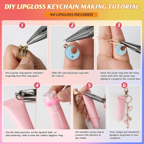 Starry 524 Pcs Keychain Making Kit, Including 25 Extender Chain 25 Keychain Clips 166 Charms Jewelry Plier Making Supplies for DIY Crafting and Jewelry Making - color: 524 Pcs