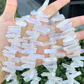 Adabele 15 Inch Natural Raw Healing Crystal Quartz Gemstone Loose Beads Small Drilled 15 Inch Clear AB Titanium Coated Chakra Gem Stone Drop Stick GA2 - color: Clear Crystal Ab, size: Small Size (15 Inch/1 Strand)