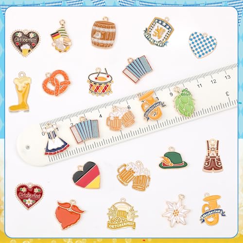 MARFOREVER 40Pcs/20 Pairs Oktoberfest Charms for Jewelry Making, Beer Theme Festival Charm German Beer Mug Pretzel Dangle Charms for Bracelet Necklace Earrings Making Accessories - style: Oktoberfest