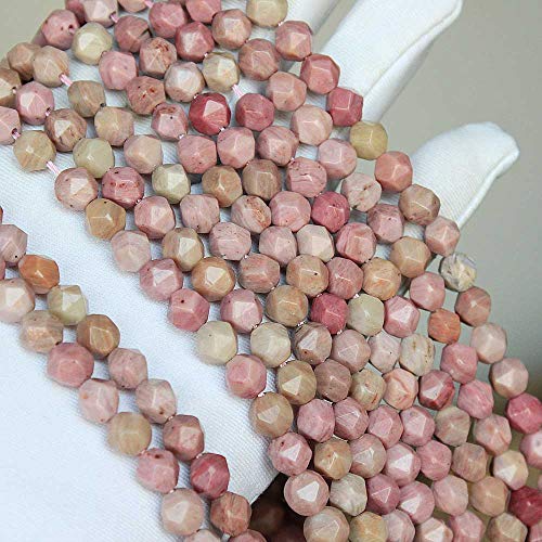 MJDCB Best Sellers Natural Stone Beads Faceted Polygon Rhodonite Crystal Energy Stone Healing Power for Jewelry Making(8mm) - color: Rhodonite