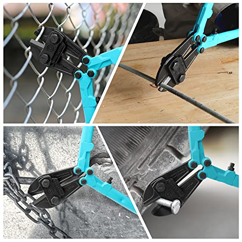 DURATECH 14-inch Heavy Duty Bolt Cutter for Rods, Bolts, Rivets, Chains, and Steel Wires, Bi-Material Ergonomic Rubber Grip Handle, Chrome Vanadium Steel Forged Blade - size: 14" Bolt Cutter