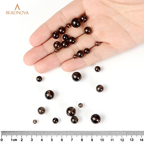 BEADNOVA 4mm Smoky Quartz Gemstone Round Loose Beads for Jewelry Making (90-92pcs) - color: 18) Smokey Quartz Beads, size: 4mm