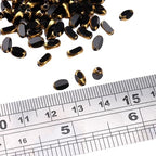 Glass Rice Beads Black 4x6mm 50pcs Faceted Oval Golden Edge Crystal Loose Beads for DIY Craft Jewelry Making - color: Black