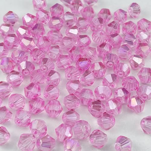 600pcs 3mm Bicone Crystal Glass Beads Faceted Bicone Crystal Beads Bulk Glass Spacer Beads for Bracelets Necklace Pendants Earrings DIY Jewelry Craft Making(Crystal Pink AB) - color: Crystal Pink AB, size: 3mm