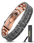Copper Bracelet for Men, 2X Strength 99.99% Pure Copper Magnetic Bracelet with Magnets, Butterfly Clasp Design, Adjustable Length with Sizing Tool - color: Black