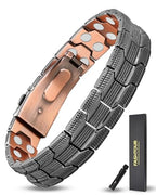 Copper Bracelet for Men, 2X Strength 99.99% Pure Copper Magnetic Bracelet with Magnets, Butterfly Clasp Design, Adjustable Length with Sizing Tool - color: Black