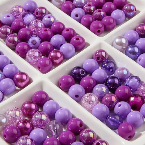 12mm Purple Acrylic Beads 300pcs Focal Spacer Bead Chunk Bubblegum Beads for DIY Crafting Necklace Bracelet Jewelry Making Keychain (Purple) - color: purple