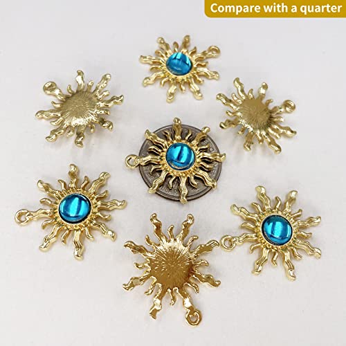 Sun Star Charms Baroque Boho Crystal Gold Plated Resin Gypsy Pendant Alloy for Jewelry Making DIY Craft Bracelet Necklace Earring - color: Sun-Blue-28Pcs