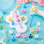 Beadthoven 20pcs Big Letter D Beads Large Hole Bubble Alphabet Acrylic Beads Charm Iridescent Plastic D Shape Loose Chunky Spacers for Jewelry Making Bracelet Necklace Keychains Shoelaces Crafts - color: D