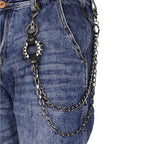 Layered Punk Pants Chain for Men Women, Gothic Hip Hop Jean Chain Wallet Chain Biker Trouser Chain, Goth Emo Fashion Keychain Accessories - color: 2L-Black Spiked