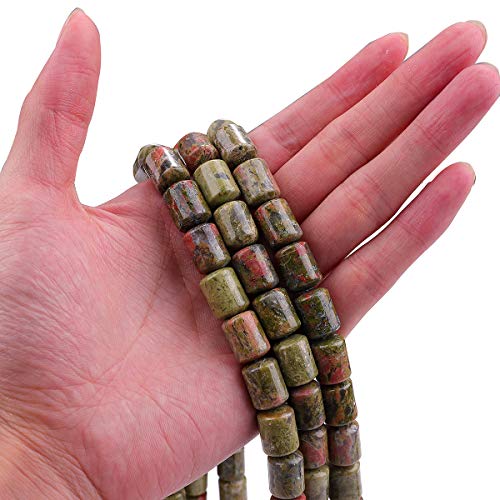 BEADIA Natural Unakite Cylinder Stone Loose Semi Gemstone Beads for Jewelry Making 10mmx14mm 38cm - color: Unakite, size: 10mm x 14mm