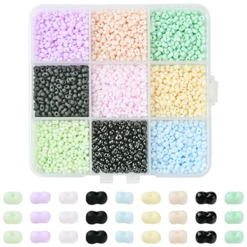 Glass Seed Beads Bulk Peanut Shape Colorful Seed Beads Small Pony Beads for Jewelry Making DIY Craft Projects Bracelets Necklace Earing 10g/Color
