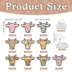 40pcs Wooden Cow Head Charms Western Style Flower Printed Ox Head Pendants & 50pcs Earring Hooks & 50pcs Jump Rings for Boho Earring DIY Jewelry Making - color: Cow Head