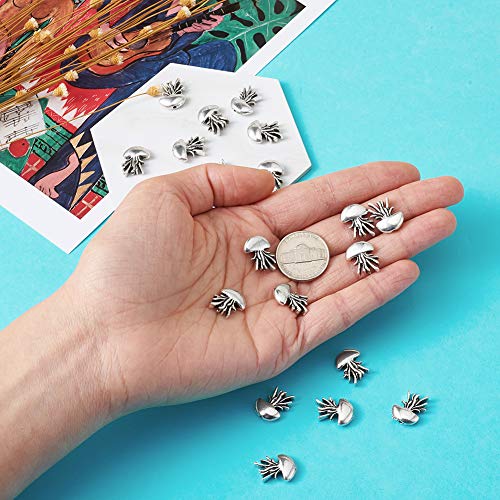 Fashewelry 20Pcs Antique Silver Tiny Jellyfish Spacer Beads 14.5x11mm Tibetan Metal Sea Life Animal Ocean Creatures Charm Beads Hole: 1mm - color: Antique Silver Jellyfish