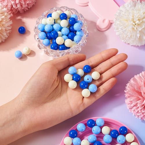 100 Pcs 11.5-12mm Bubblegum Beads Opaque Acrylic Chunky Loose Spacer Round Focal Beads for Jewelry Making Bracelet Necklace Keychain Craft Art Making,Hole:1.8mm,Light Sky Blue - color: Light Sky Blue