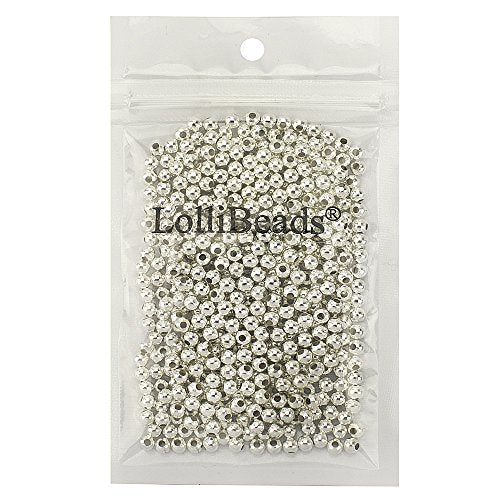 LolliBeads (R) Silver Plated Smooth Round Metal Beads 4 mm 600 Pcs - color: Silver 600 Pcs 4mm