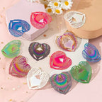 Dazzling Colorful Filigree Charms Hollow Out Multicolor Geometric Filigree Pendants for DIY Jewelry Making Earrings Necklaces Components - color: Heart-1