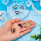FASHEWELRY 5Pcs Handmade Ocean Penguin Lampwork Glass Pendants Black Marine Life Little Penguin Loose Beads Charms for DIY Jewelry Project Making - color: Penguin-Black