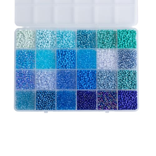 Blue Colors 3mm Seed Beads, 5200Pcs Glass Seed Beads Kit with Storage Box for DIY Necklace Bracelet Crafts - color: Blue
