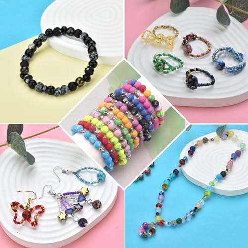 8mm Glass Beads for Jewelry Making, 200pcs Ice Flower Round Bracelet Beads Crystal Loose Beads for Bracelets Necklaces Earrings DIY Jewelry Making and Christmas Accessories - color: Style 1