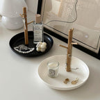 Shinpuru Key Tray & Key Bowl, Jewelry Tray with Wood 3-Tier Hanging Organizer - Multi-Functional Entryway Tray, Perfect for Key Bowl, Ring Holder, Jewelry Dish Organize (White Round) - color: White Round
