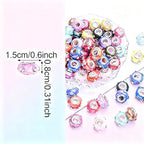PIPITREE 40PCS Acrylic Beads 8 * 15mm Focal Beads for Pens Acrylic Flat Bulk Bead Rhinestone AB Mixed Color 6mm Large Hole Bead for Keychains Beadable Pens DIY Crafts Jewelry Making & Gift Giving - color: Rhinestone