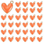 MECCANIXITY Enamel Alloy Heart Charm, Valentine Heart Pendants Love Jewelry Making Charm for DIY Necklace Bracelet Earrings Keychain - color: Orange
