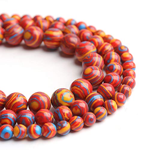 Natural Stone Beads Red Malachite 8mm Polished Round Smooth Gemstone Beads for Jewelry Making 15 Inch(Red Malachite,8mm) - color: Red Malachite, size: 8mm