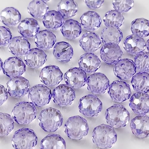 200pcs 6mm Crystal Glass Beads for Crafts Faceted Rondelle Glass Beads for Jewelry Making Crystal Spacer Beads for Necklaces Bracelets Earrings DIY Craft(Crystal Purple AB) - color: Crystal Purple AB, size: 6mm