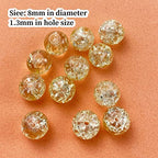100pcs Crackle Glass Beads 8mm Round Crystal Glass Spacer Crafts Beads for Jewelry Making Necklace Bracelet Earrings DIY Crafts(Light Yellow) - color: Light Yellow, size: 8mm