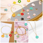 MARFOREVER 120 Pcs Spring Summer Floral Themed Charms, Flower Charms for Jewelry Making, Assorted Gold Enamel Charm Pendants for DIY Necklace Bracelet Earrings Supplies Gifts for Mom Women - style: Flower