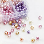 BEADNOVA Satin Pearls Beads for Crafts Tiny Loose Imitation Glass Pearls for Jewelry Making (6mm, 500pcs, Multi Color) - color: 6mm 500pcs Mix Lot M01