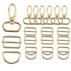 PECMER Purse Hardware for Bag Making 1 Inch D Ring 18 Pcs Gold Swivel Clasp Snap Hooks Slide Buckles for Strap Adjuster Dog Collar Making Supplies - color: Pale Gold-18 Pcs-1 Inch