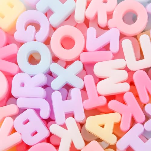500g/155pcs Large Letter Beads Big Chunky Letter Bead A-Z Acrylic Alphabet Bubble Beads for Paracord Bead Bag Charm Keychains Crafts Education Leaning (Pink) - color: pink