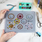 The Beadsmith Elements Bracelet & Anklet Design Bead Board –13.75 x 10.75 x 1 Inches – Removable Transparent Cover – Flocked Surface, Multiple Channels & Printed Ruler – for Jewelry Making - size: Bracelet Board - 9 Channel