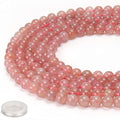 70PCS Natural 8MM Healing Gemstone, Strawberry Quartz Energy Stone Round Loose Beads, Semi-Precious Crystal Beads with Free Elastic String for Jewelry Making DIY - color: Strawberry Quartz