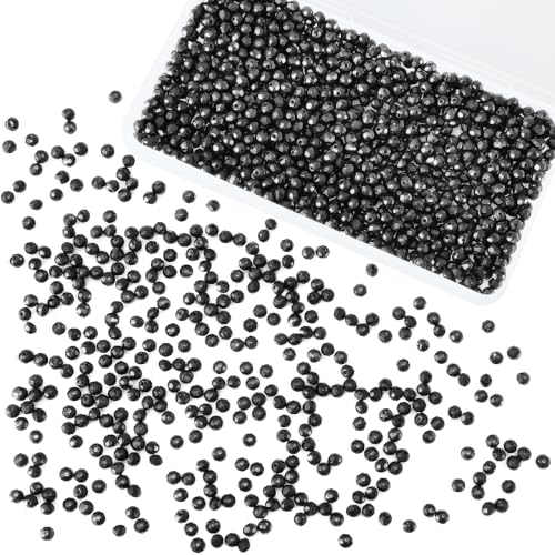 1200Pcs 4mm Crystal Glass Beads for Jewelry Making Beads for Bracelets Necklace Pendants Making Supplies(Black) - color: Black, size: 4mm 1200pcs