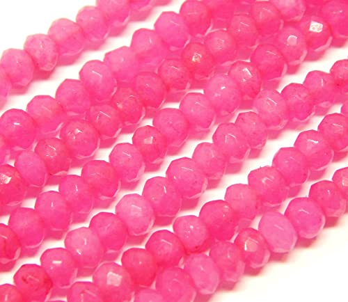 Perlin Agate & Jasper Gemstone Strand Beads 4 mm Rondelle 110 Pieces Jewellery Beads Semi-Precious Stone for Jewellery Necklace Bracelet Earrings (Pink Agate) - color: pink agate