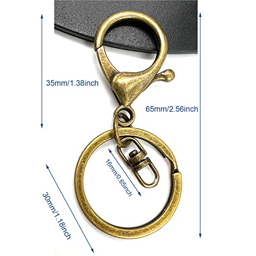 20Pcs Lobster Clasps Swivel Hooks, Lobster Clasp Trigger Clips with Flat Split Keychain Ring and 8 Shap Swivel Clips for DIY Craft Making (Antique Brass-2) - color: Antique Brass-2