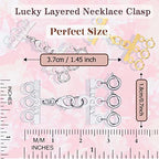 Dailyacc Lucky Necklace Layering Clasp 18K Gold and Silver Multi Strand Clasps for Stackable Necklaces - color: 2Pcs Clasp 2 + 3 Silver