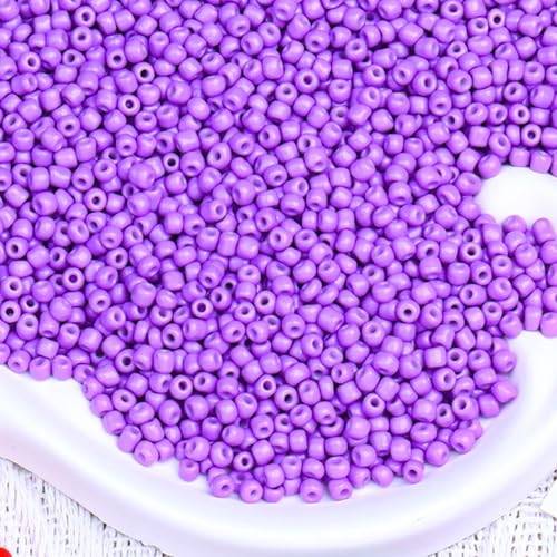 2000pcs Glass Seed Beads Bulk, 4mm 6/0 Mini Pony Spacer Small Individual Color Seed Beads for DIY Bracelet Necklaces Wrist Jewelry Making, Light Purple - color: Light Purple