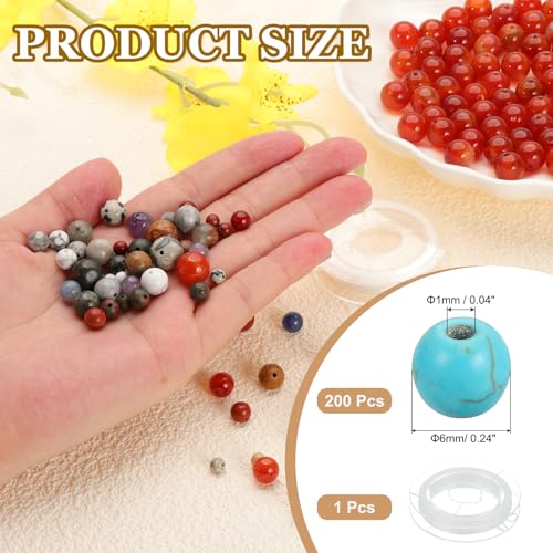PATIKIL 6mm Blue Turquoise Beads, 200 Pcs Round Natural Gemstone Beads Smooth Stone Beads Turquoise Genuine Stone Beads for Bracelet Necklace Jewelry Making DIY - color: Blue Turquoise, size: 6mm