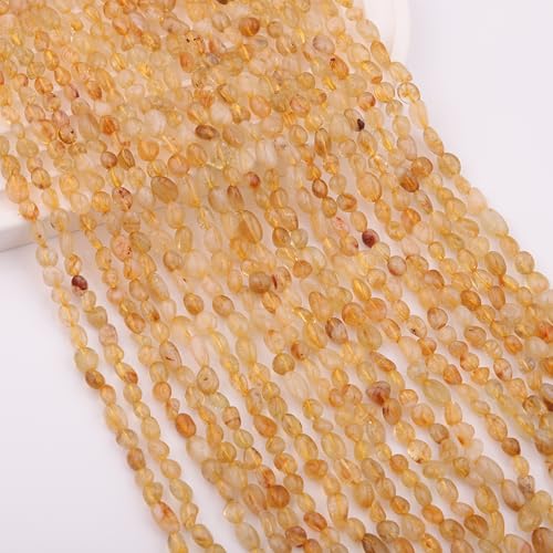Natural Stone Beads 6-8mm Citrine Oval Irregular Freeform Tumbled Loose Gemstone Beads for Jewelry Making 15 Inch Strand 50-55 Pcs - color: Citrine-1 strand15”-approx. 55 beads