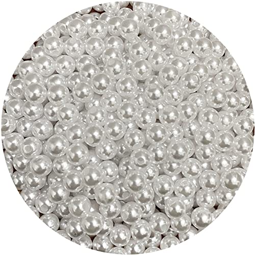 400pcs 8mm Pearl Beads Satin Luste Round Loose Plastic Pearl Craft Beads for Jewelry Making Earring Bracelet Necklace Key Chains Sewing Crafts Decoration （White - color: White, size: 8mm