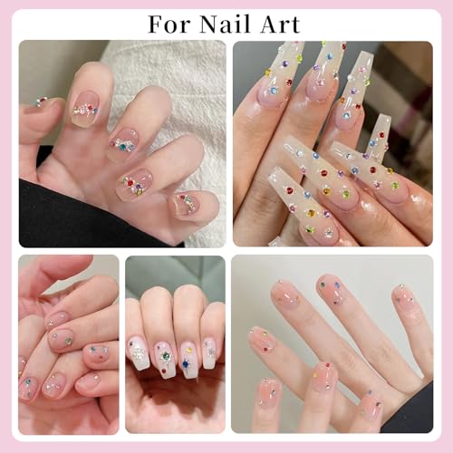 4000pcs 2mm Flatback Nail Art Rhinestones, Resin 3D Sparkling Nails Crystal Diamonds Gems Mini Charms with Tweezers and Dual-end Brush for Nail Art, Crafts Artwork DIY, Face Makeup Gems Jewels (6-K1) - color: 6-K1-soild-color